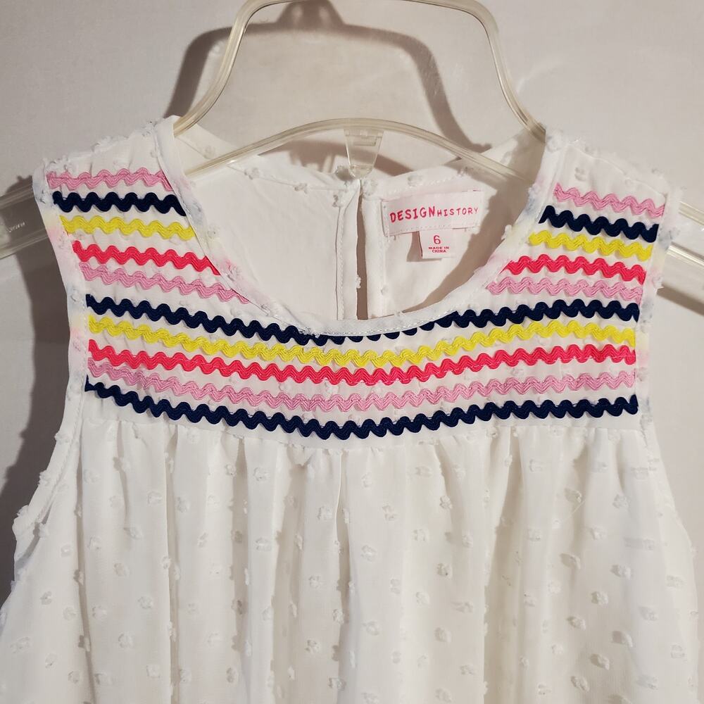 Design History Multicolor Textured Polka Dot Dress Little Girl's 6 White Lined - Picture 3 of 8